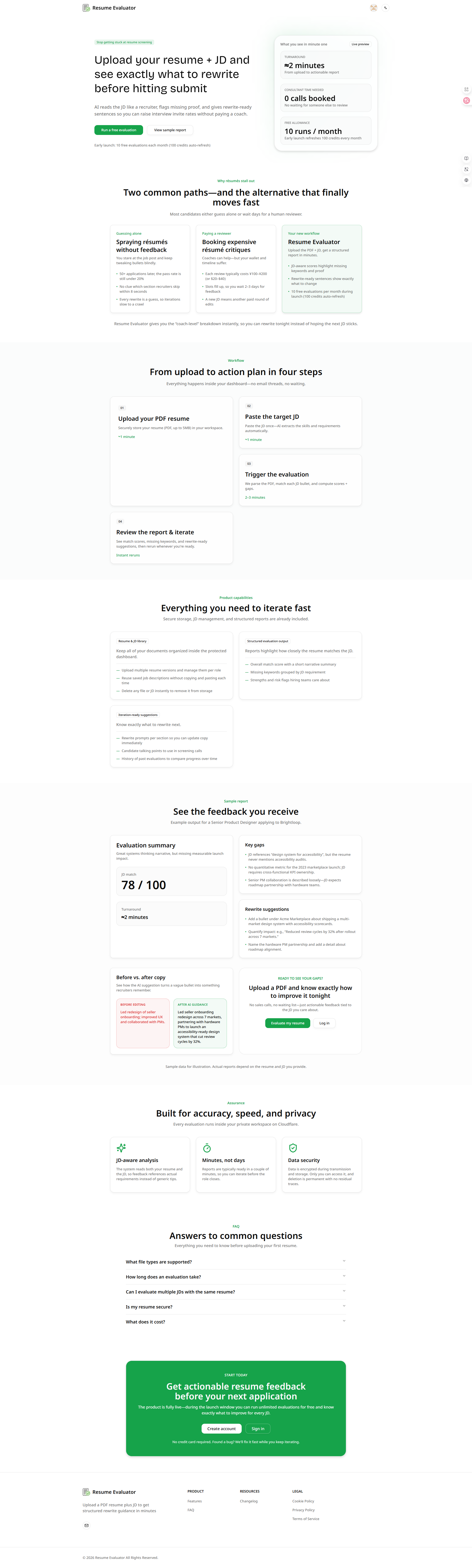 Resume Evaluator AI首页